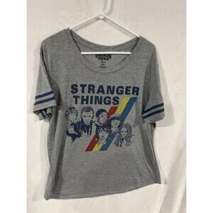 Womens Shirts Tops 2XL Gray Stranger Things Netflix Crew Graphic Short Sleeve